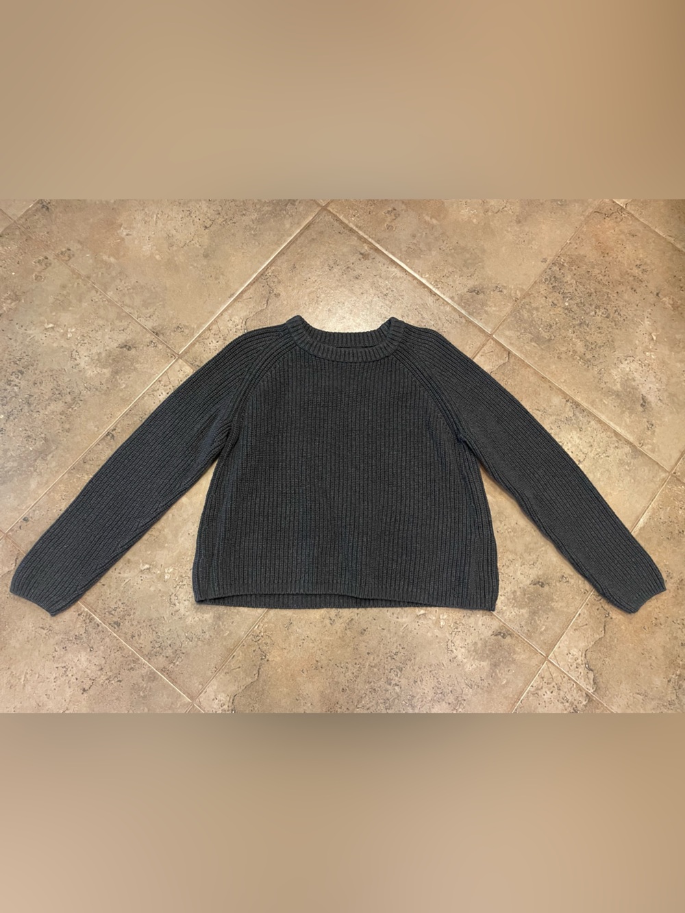 Quince Cozy Women's Ribbed Fisherman Sweater - Charcoal
